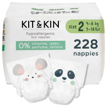 Kit & Kin Premium Eco Baby Nappies Size 2 | 4-8 kg