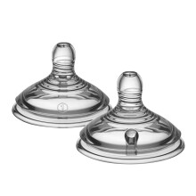 Tommee Tippee Natural Start Baby Bottle Teats, Slow Flow, 0+ Months, Breast-Like for a Natural Latch, Anti-Colic Valve, Soft Silicone, Pack of 2