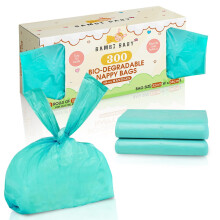 300pc Bambi Baby Nappy Bags Biodegradable - 100% Biodegradable Nappy Sacks Eco Friendly & Compostable, Baby Essentials For Newborn or Newborn Essenti