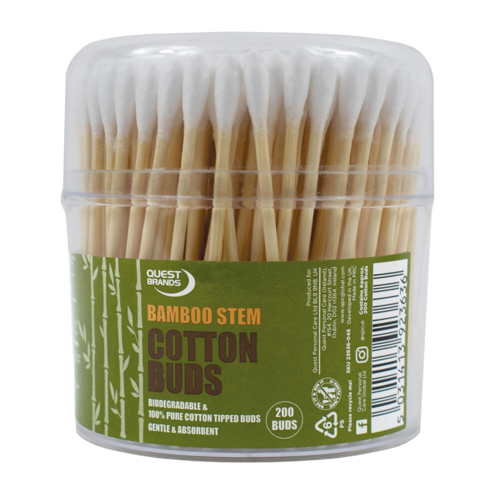 Pretty Quest 200 Cotton Buds (Bamboo Stem)