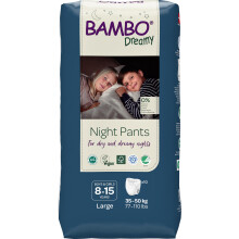 Bambo Nature Dreamy Night Pants Nappies, (Children Aged 8-15, 35-50kg), 10PK Pull Up Pants, Eco Nappies Keep Beds Dry All Night, Pull Ups Training Na