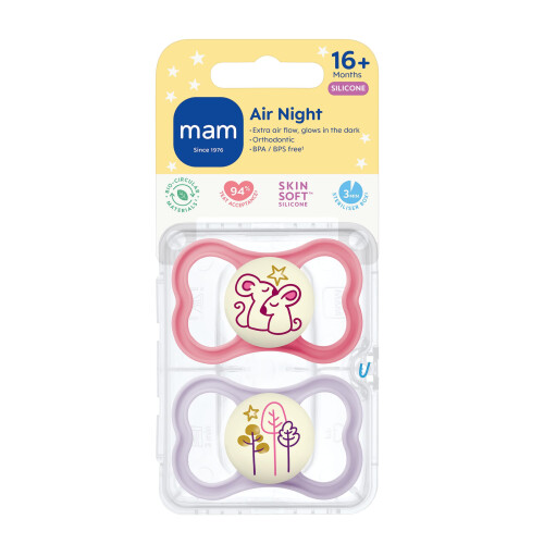 MAM MAM Air Night Soothers | 18-36 Months | 2 Pack | G 1