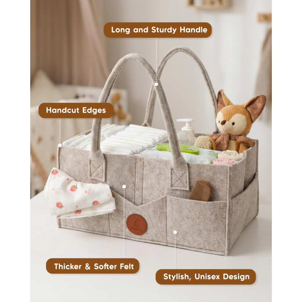 Maliton Nappy Caddy Organiser Portable Baby Nursery Storage Basket Wit