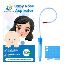 Baby Nasal Aspirator, Mucus Sucker with 24 Hygiene Filters - Safe & Easy to Clean for Newborns, Infants, Kids - Suction Nose Cleaner, Nose Sucker, Na