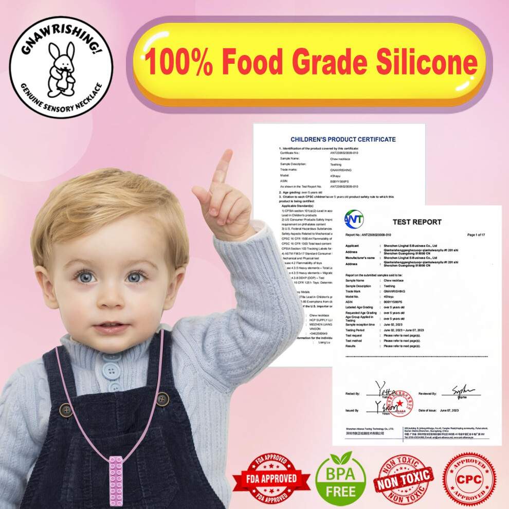Gnawrishing Chew Necklaces For Sensory Kids 5 Pcs Pink Sensory Chewy T