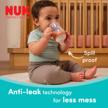 NUK Perfect Match Learner Bottle | 6+ Months | 260ml | Leak Proof Sippy Cup Toddler Bottle | Anti-Slip Handles | Monkey | 1 Count