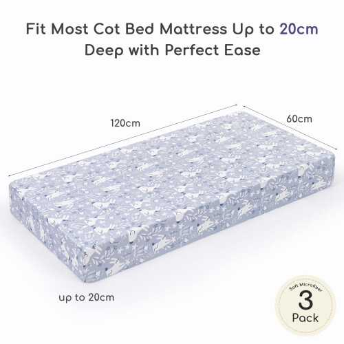Yukkidds 60x120cm Fitted Baby Cot Sheets Soft Micr 2