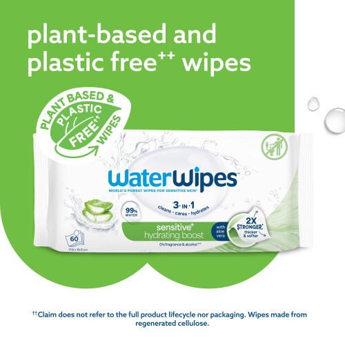 WaterWipes WaterWipes Sensitive+ Hydrating Boost Wipes, 720 Count (12 Packs), 2