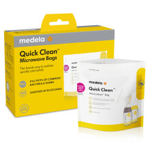 Medela Quick Clean MicroSteam Bags | Sterilising Microwave Bags for Bottles, Breast Pump & Parts | Eliminates 99.9 of Common Bacteria Germs, 5 Count