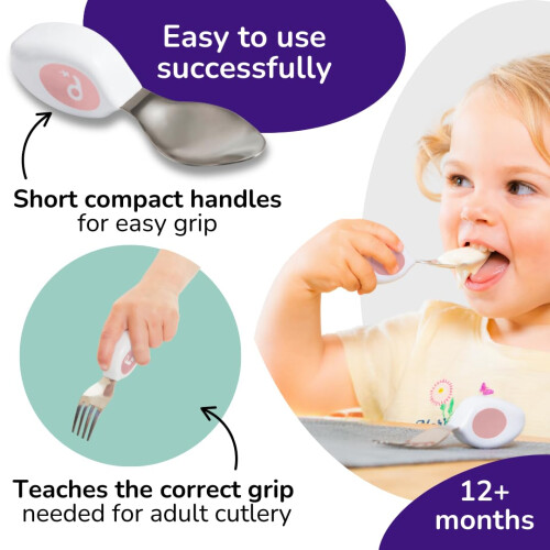 Doddl Fork  Spoon Cutlery Set for Children  Toddlers 12m 2 Piece Set E 2
