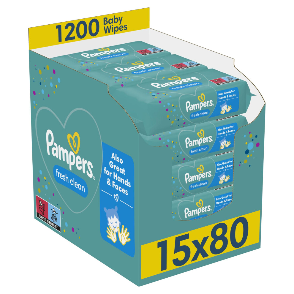 Pampers Fresh Clean Baby Wipes 15 Packs Of 80 Wipes Equals To 1200 Baby Wet Wipe