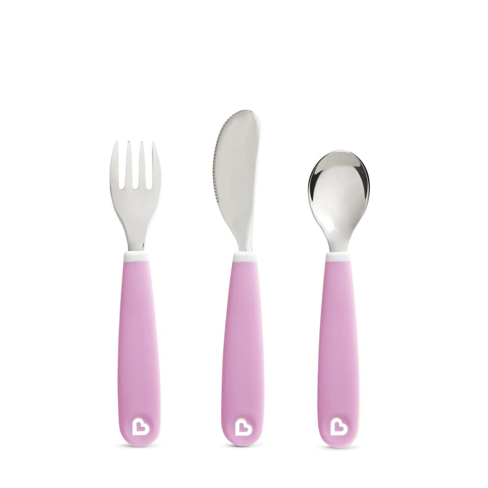 Munchkin Splash Toddler Cutlery Set (Fork, Knife & Spoon), | Bpa-Free, Dishwasher Safe, Easy-Grip Utensils For Self-Feeding | Safe Flatware Fo Purple