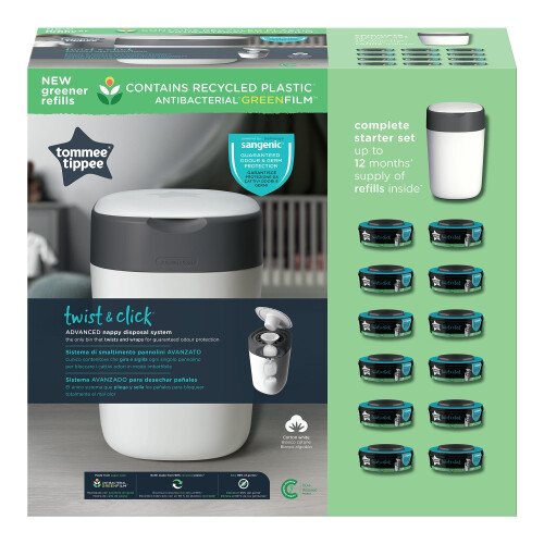 Tommee Tippee Tommee Tippee Twist & Click Nappy Bin Starter Set Odour & Germ Protection 1