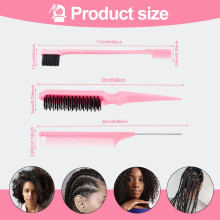 SWEET VIEW 3 Pcs Slick Back Hair Brush Set with Edge Brush Bristle Bru
