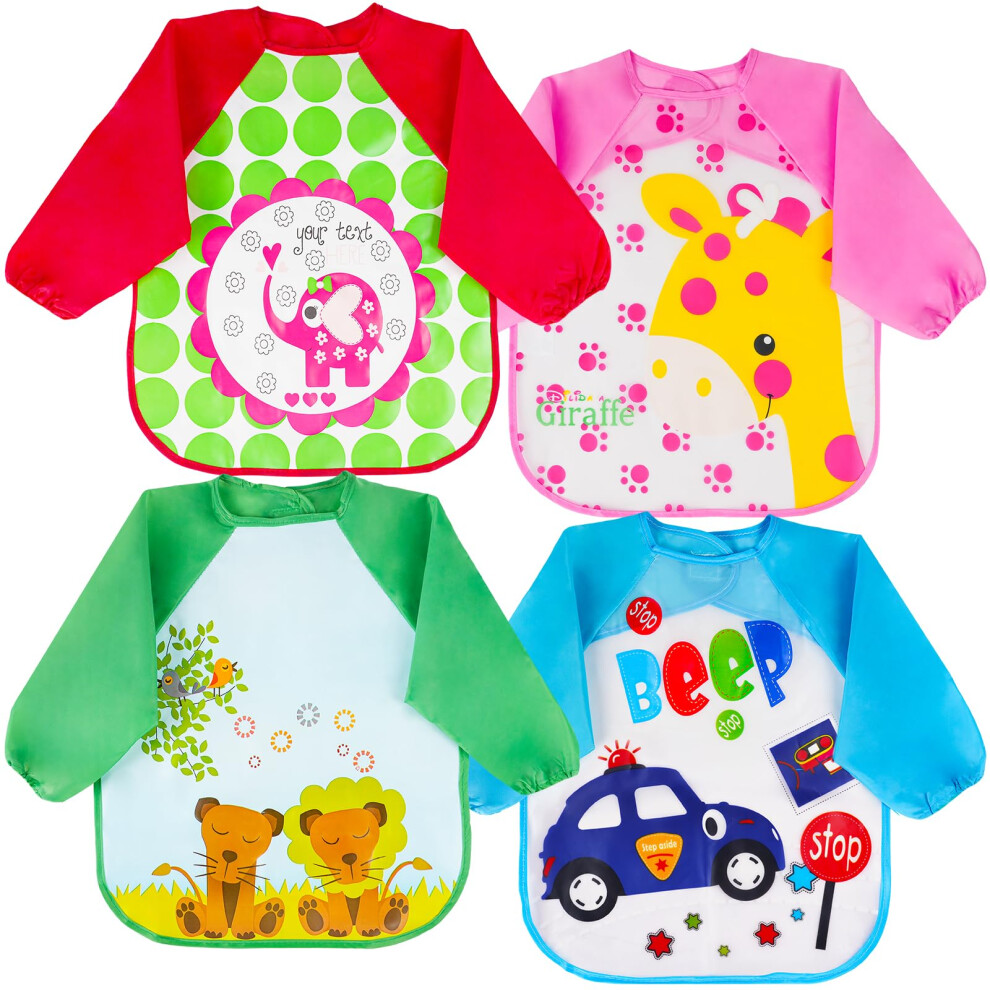 Vicloon Bibs With Sleeves, 4 Pcs Baby Waterproof W