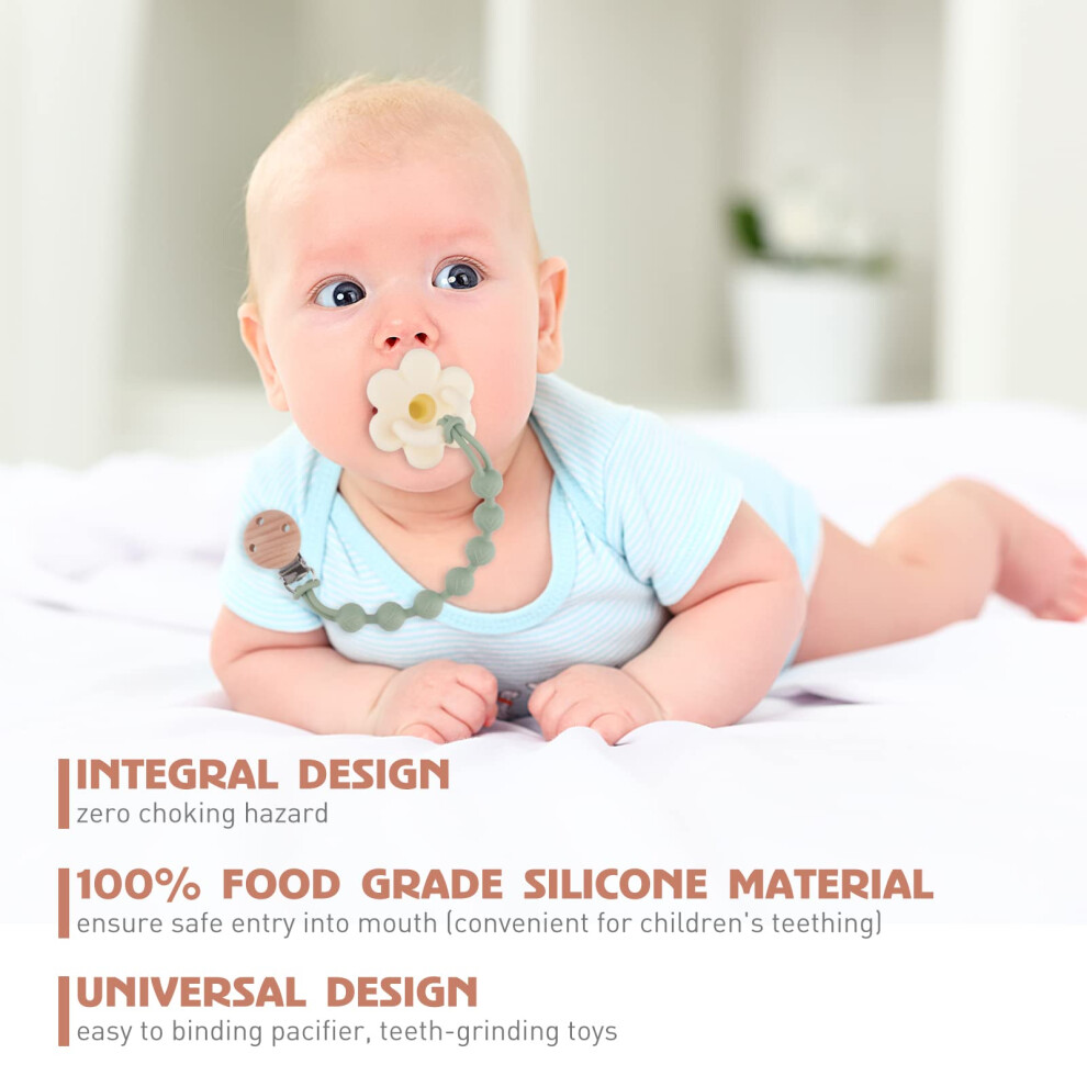 Eyogo Silicone Dummy Clip For Baby Boys And Girls One Piece Pacifier Clips W