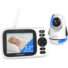 HelloBaby Baby Monitor with Camera and Night Vision, 3.2” Screen, Pan-Tilt-Zoom