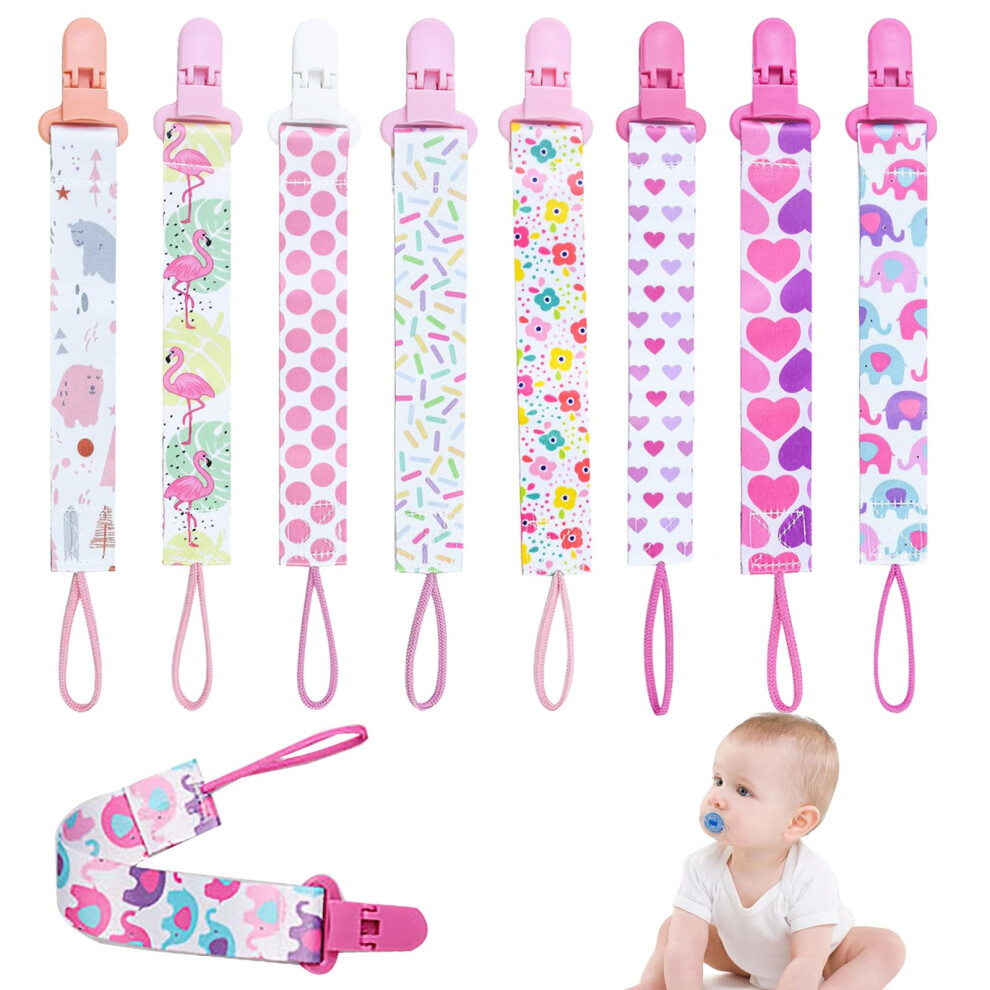 8Pcs Dummy Clip Girls, Baby Pacifier Clips Soother Movstriker