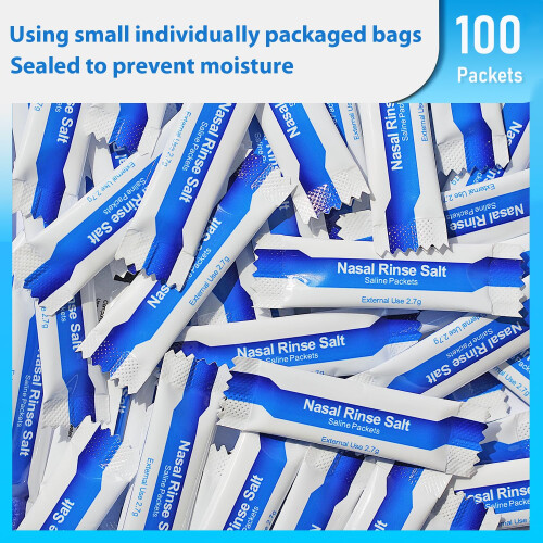 100 Saline, Neti Pot Salt, Individually Wrapped Sa 1