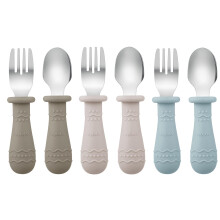 PandaEar 6 Pack Toddler Cutlery Set| Baby Fork and Spoon Set|