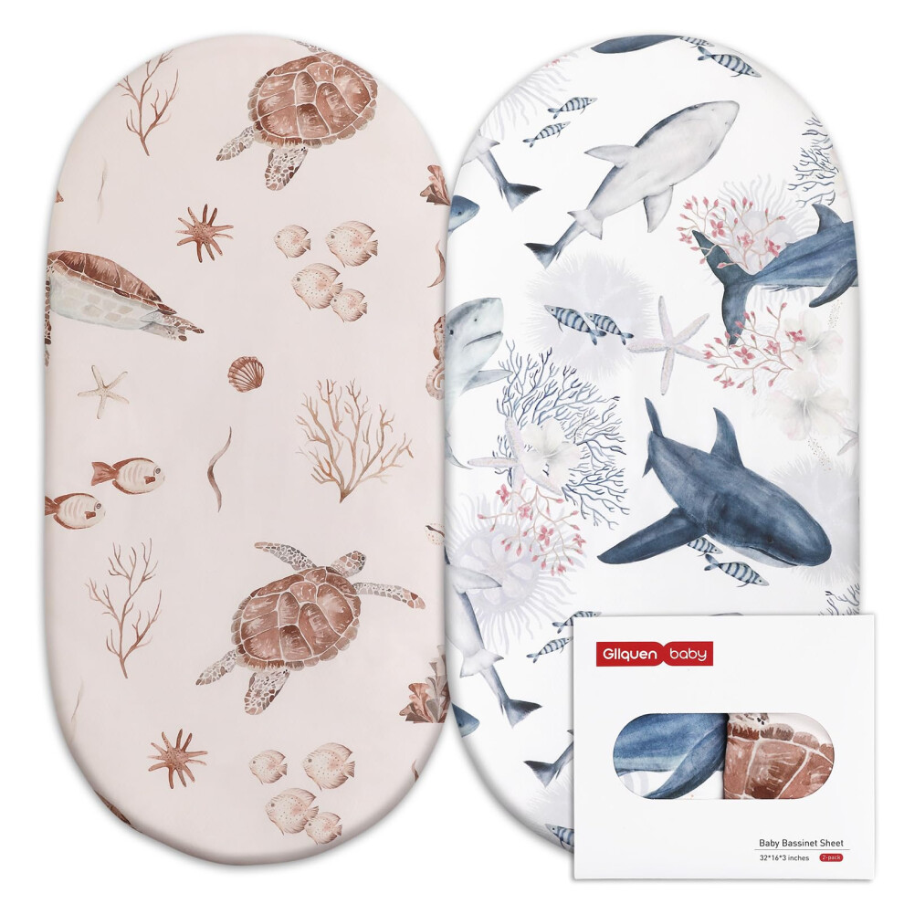 2 Pack Moses Basket Fitted Sheets, Ne Gllquen Baby