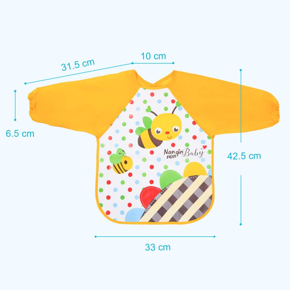Vicloon Bibs With Sleeves 4 Pcs Eva Unisex Feeding Baby Bibs Waterproo