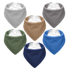 NISXABEBE Muslin Baby Bibs 6 Pack Dribble Bandana Bibs Cotton Drool Bibs for Teething Soft and Absorbent with Adjustable Snaps (Boy)