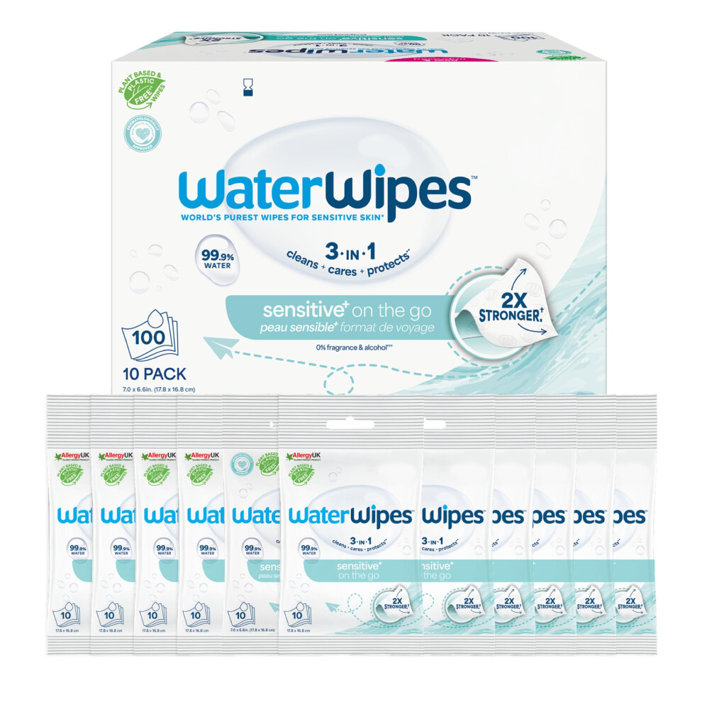 Waterwipes Sensitive+ On The Go Wipes, 100 Count (