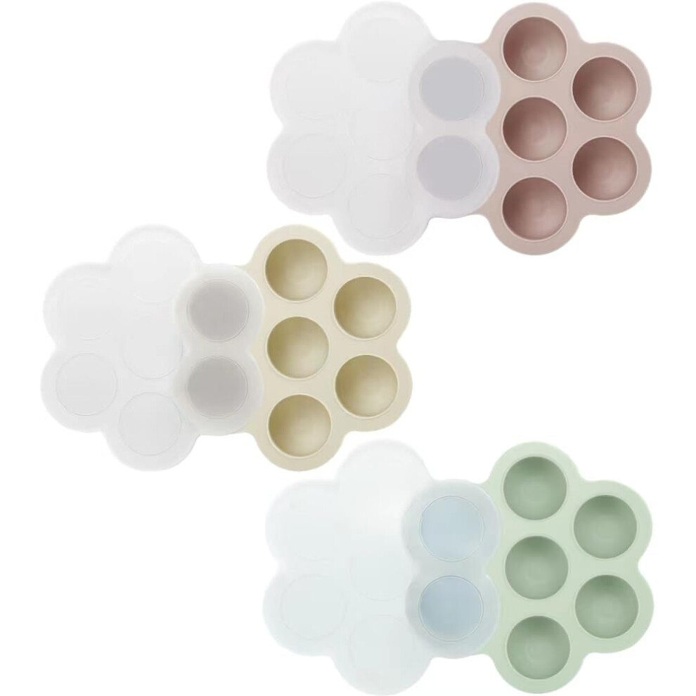 PandaEar 3 Pack Silicone Baby Food Freezer Tray with Lids, Ice Cube Trays for Fr