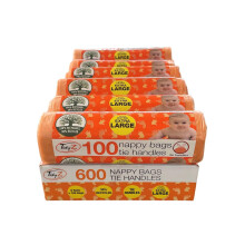 600 TidyZ Extra Large Disposable Nappy Bags. With Tie Handles. Made with a minimum of 30% Recycled Plastic. On a roll for Safety. Suitable for babies