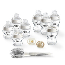 Tommee Tippee Natural Start Bottle & Soother Starter Set, 150ml & 260ml Natural Start Self-Sterilising Bottles, with Extra Slow & Slow-Flow Teats, and