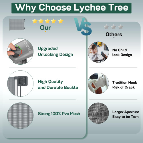 THE LYCHEE TREE Retractable Stair Gate Extend up t 2