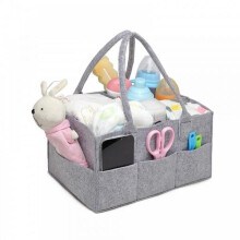 Baby Nappy Caddy -New Born Gift- Baby Nappy Organiser for Diapers and Baby Wipes - Diaper Caddy Grey