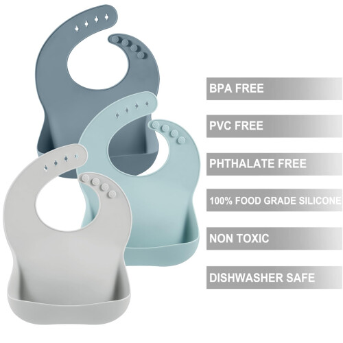 PandaEar 3 Pack Silicone Bibs for Babies Boys & Gi 2