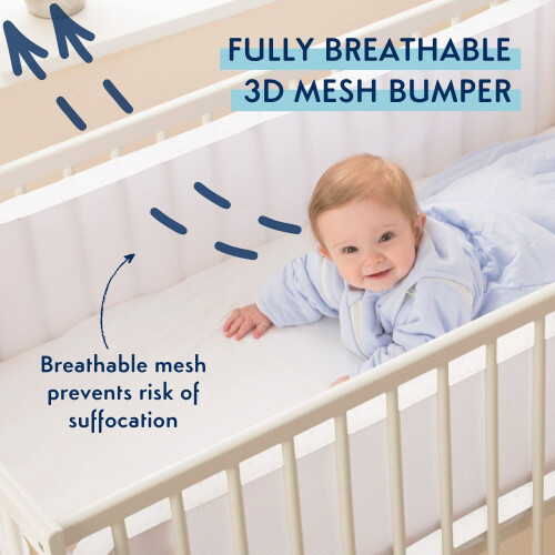 PurFlo Breathable Cot Bumpers - 2 Pack (White) 1