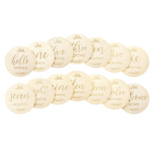 7 Pcs Wooden Baby Milestone Cards Baby Months Signs, Double Sided Milestone Baby Cards, 10cm Round Month Baby Milestone Signs for New Parents Gift Se