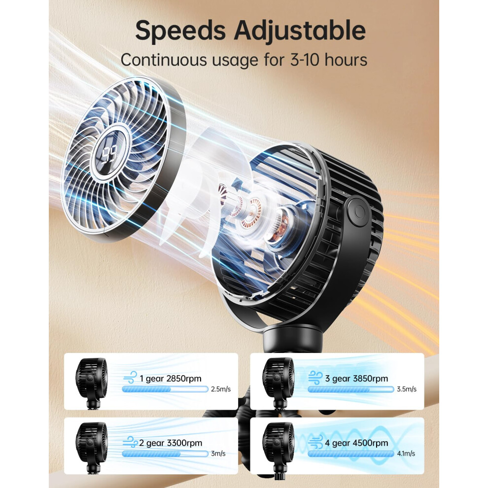 Bearwind Mini Portable Pram Fan Rechargeable Clip On Fan For Stroller