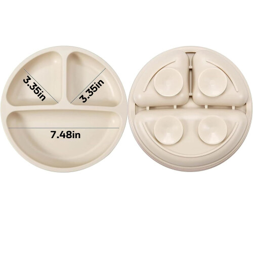 PandaEar Silicone Baby Plates - 3 Pack, Suction, Divided, Weaning & 2