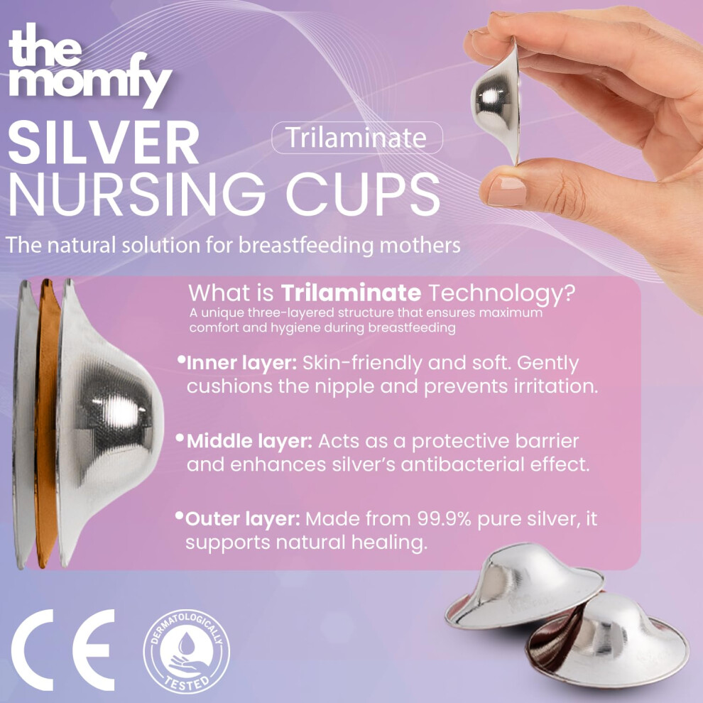 The Momfy Silver Nursing Cups Silver Nipple Shields Trilaminated Prot