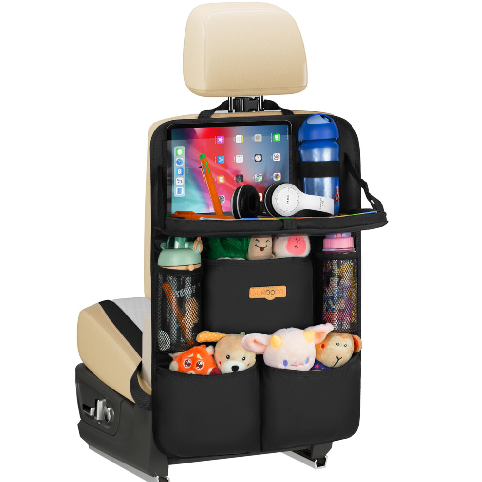 Car Seat Organiser Kids With Foldable Tray Surdoca
