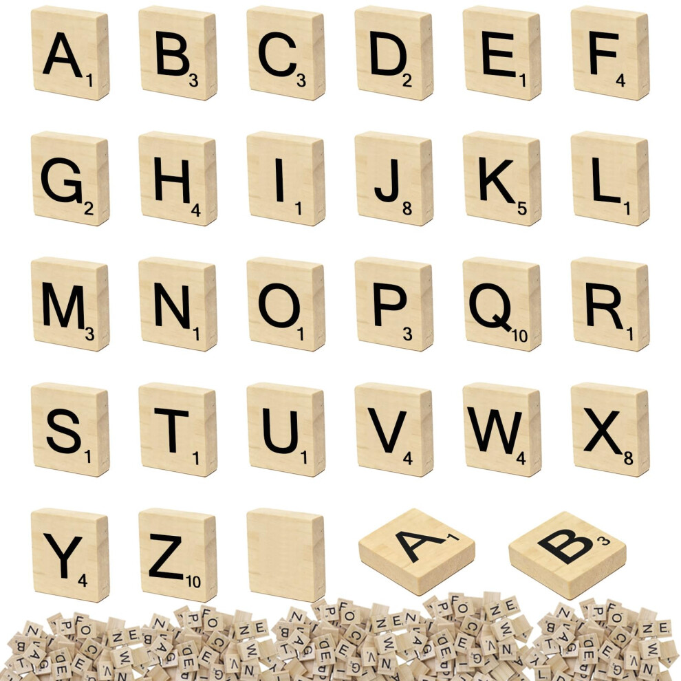 Daofen 200 Pcs Wooden Scrabble Letters For Arts And Crafts, A-Z Scrabble Tiles Smooth Wooden Letters For Crafts Spelling Picture Frames Home Decor And Diy