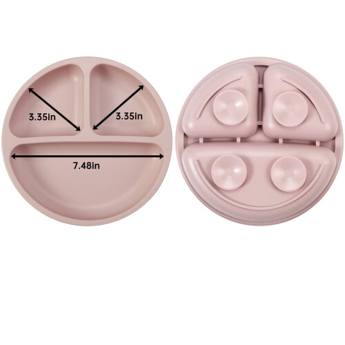 PandaEar 2 Pack Silicone Baby Suction Plates with 2 Spoons 2 Forks 2