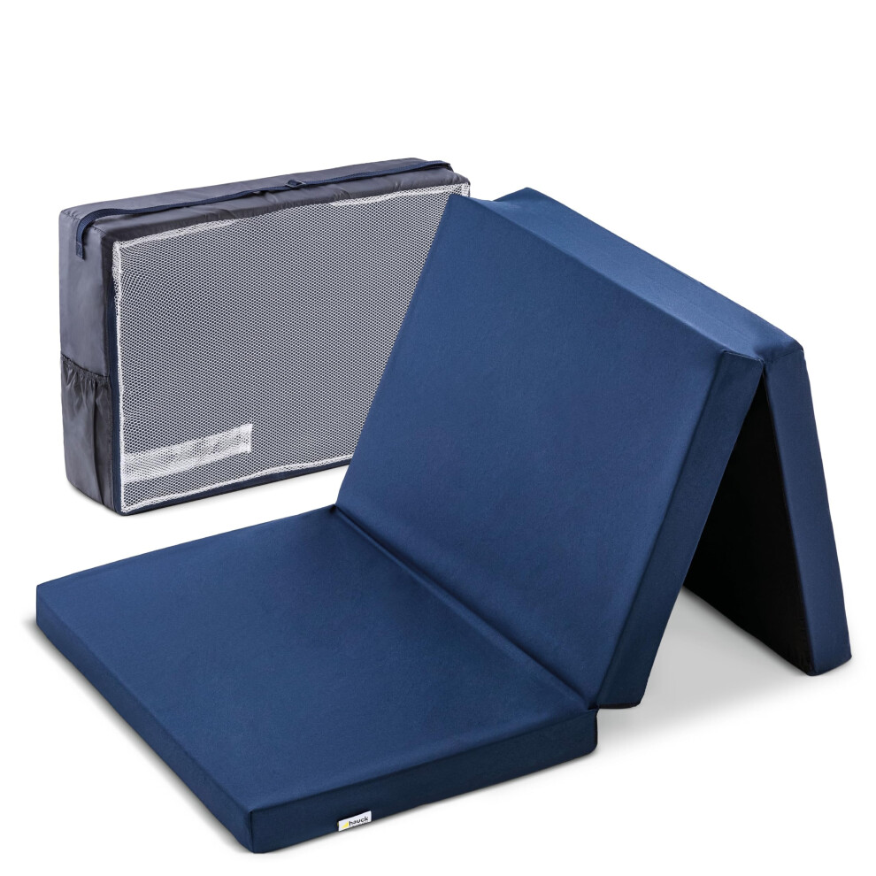 Hauck Sleeper, Navy Blue - Foldable Travel Cot Mattress 120X60x5 Cm With Carry Bag, Foam Filling, Lightweight And Portable, Fits Most Travel Cots, Fo