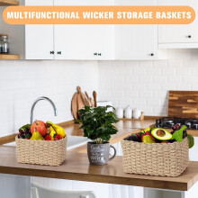 Wicker Basket Revivoer Set of 4 Small Wicker Hamper for Gifts Multifun