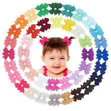 80Pieces Baby Girls Clips 2" Mini Hair Bow Grosgrain Ribbon Hair Bows with Fully Ribbon Lined Alligator Clips for Baby Girls Infant Toddlers Kids 40