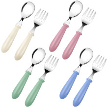 Bomtop Baby Fork and Spoon, Children's Cutlery Stainless Steel 8pcs