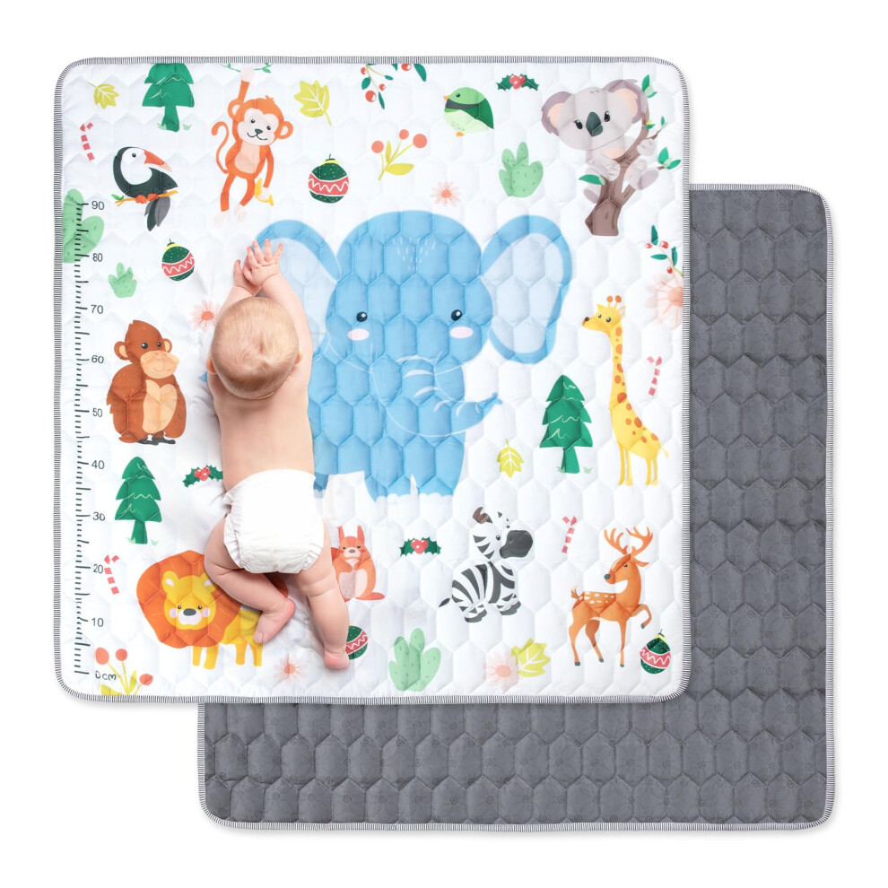 Funsland Baby Play Mat, Foldable Kids Playmat, Cotton Baby Play Mats For Floor, 127X127cm Soft Baby Crawling Mat Pollution-Free, Non-Slip Baby Activi