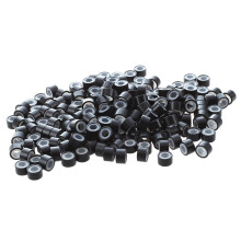 200 PeçAs Preto 5Mm Forrado de Silicone Micro-Anel Elos MiçAngas para InstalaçãO de ExtensãO de Cabelo em BastãO e Penas
