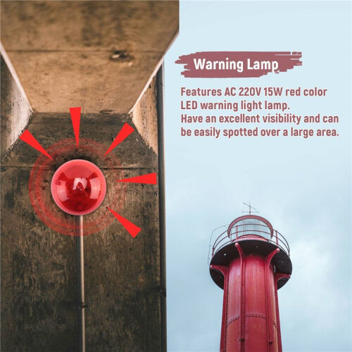 AC 220V 15W Red Light Industrial Signal Tower Flash Warning Lamp 2