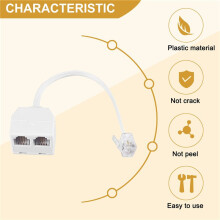 6P2C RJ11 Male to Female Two Way Telephone Splitter Converter Cable